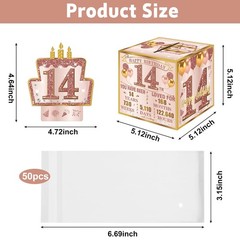 14th Birthday PullOut Money Gift Box Pink Rose Gold Party Cash Present