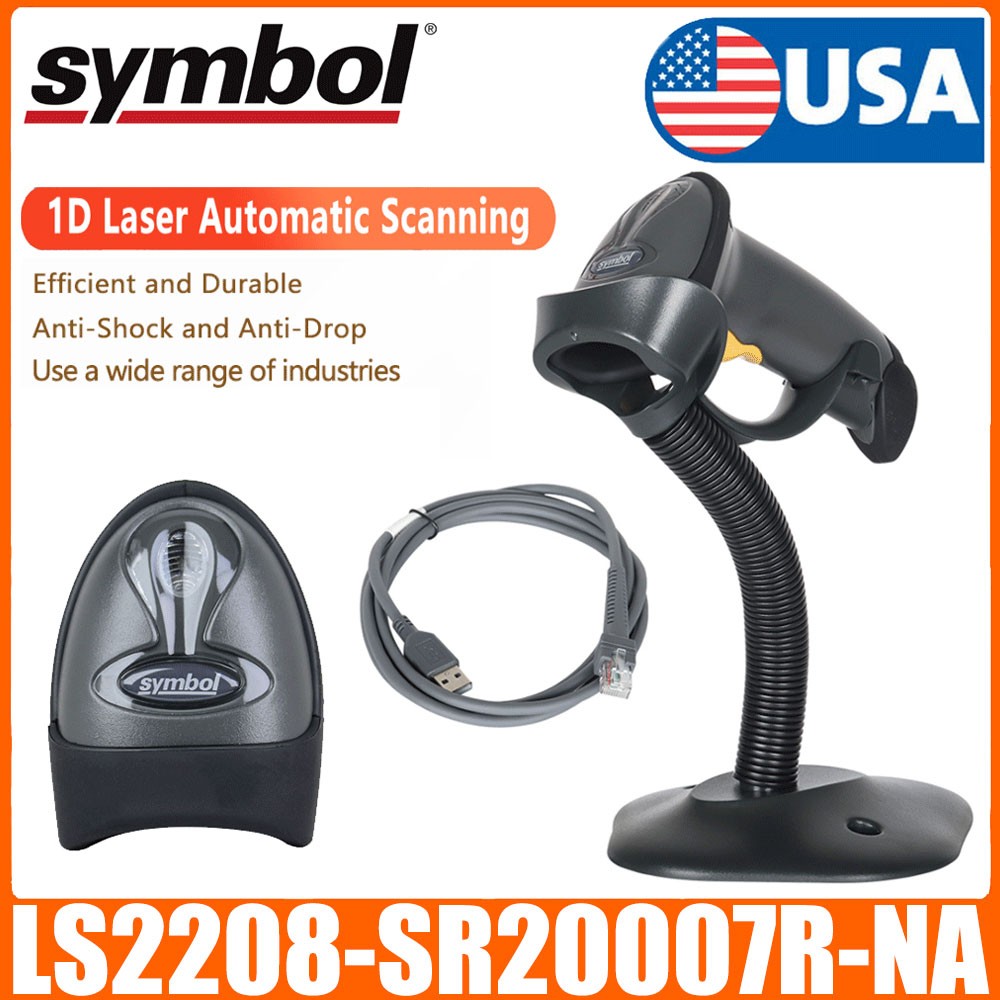 Symbol LS2208-SR20007R-NA Plug-and-Play 1D Laser USB Barcode Scanner Lightweight