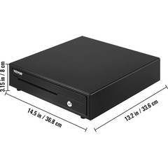 16″ Cash Register Drawer 12V POS System Tray Removable Coin Tray RJ11 2 Keys