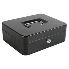 Locking Steel Large Cash Box with Removable Coin Tray and Key Lock9.84″x 7.87…