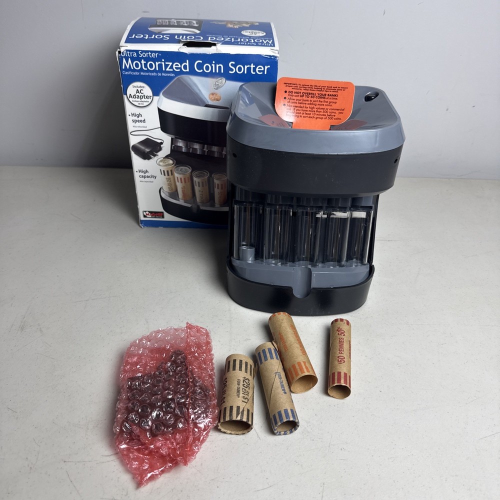Magnif Ultra Sorter Motorized Coin Sorter 4873 USA with BONUS assorted CoinTubes