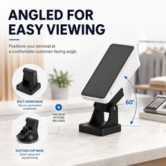 Angled Base Stand Holder for Square Terminal Mobile Credit Card Reader Suction