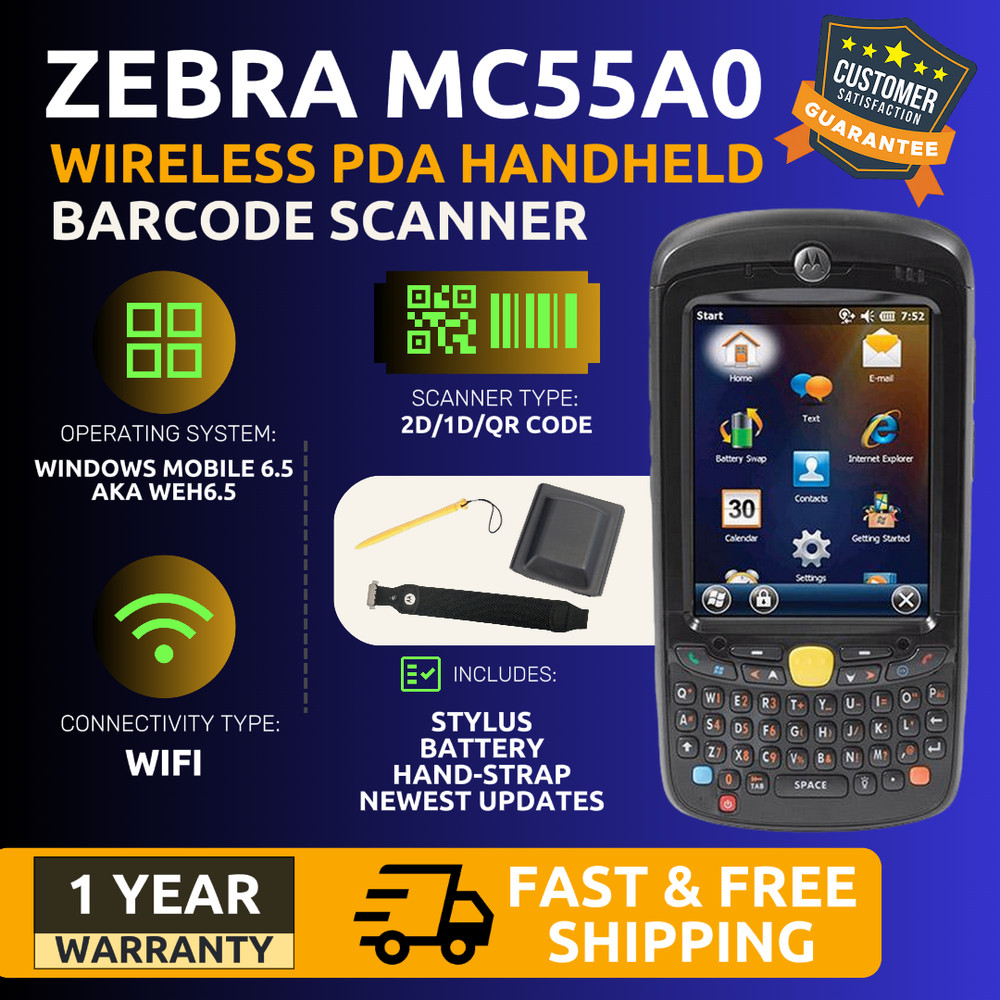✅Motorola MC55A0-P30SWQQA9WR Handheld, 2D/1D/QR Barcode Scanner Wireless PDA!🔥⭐