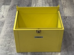 UNIQUE VINTAGE Yellow Oxford Metal Medication LOCKBOX-Antique