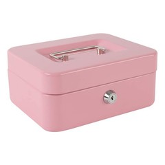 Locking Steel Medium Cash Box with Removable Coin Tray and Key Lock7.87″x 6.3…