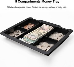 Portable Pink Metal Cash Box with Key Lock – Perfect for Organizing Cash & Keys