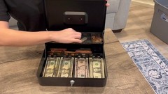 Cash Box with Lock and Money Tray Metal Lock Box 11.8 Inch White for Home