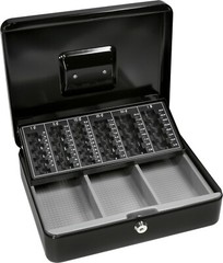 BARSKA Steel Cash Box Safe with Key Lock and Removable Tray in Black CB11790