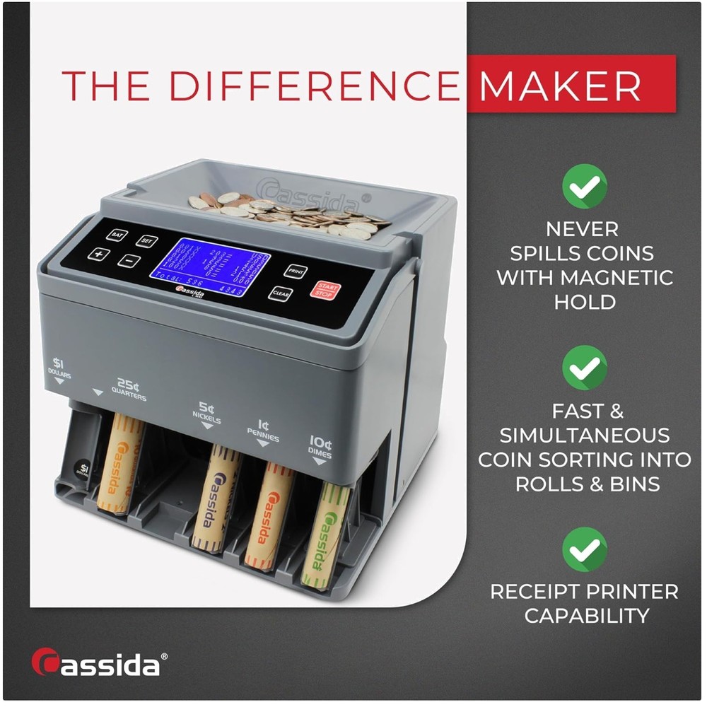 C300 Professional Coin Counter and Sorter, 300/min, Gray