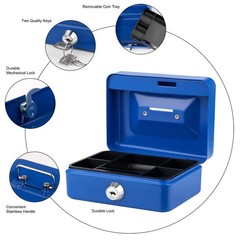 Mini Cash Box with Lock and Slot Small Cash Box with Money Tray Metal Piggy B…