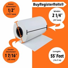 10 Rolls Receipt Paper, 2 1/4 x 55, Fits Square Terminal, 48 GSM, Thermal