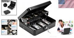 Extra-Large Key Lock Cash Box – Scratch-Resistant Metal Case for Secure Storage