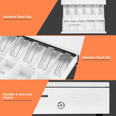 White Cash Drawer, 16″ Heavy Duty Cash Register for Point of Sale (POS) System,