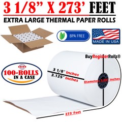 3-1/8″ X 273 feet THERMAL RECIEPT PAPER 100 ROLLS XL THERMAL PAPER ROLL