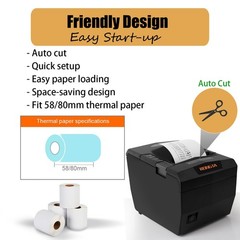 Rongta Pos Receipt Printer 80Mm Thermal Printer Usb/Serial/Ethernet And Auto
