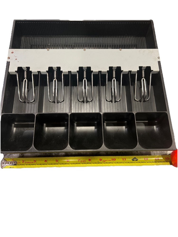 Cash Register Drawer Tray Insert, Metal & Plastic Holder 5 Bill Compartment