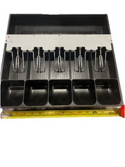 Cash Register Drawer Tray Insert, Metal & Plastic Holder 5 Bill Compartment