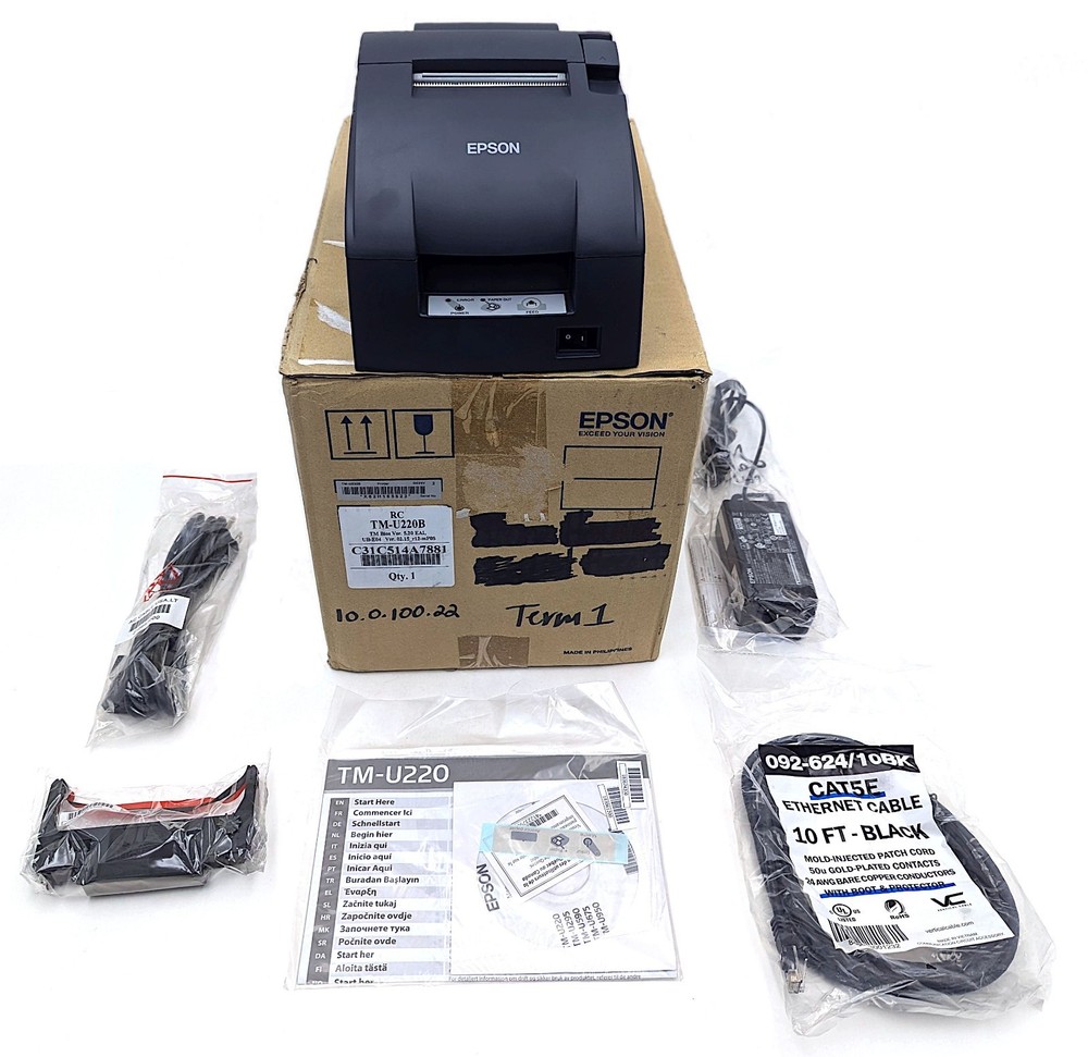 Epson TM-U220B M188B Dot Matrix POS Receipt Printer Ethernet USB – New Open Box