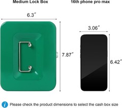 Medium Cash Box with Key Lock – Durable Metal Cash Box with Money Tray, Green…