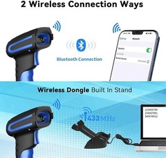 Alacrity Wireless Upgraded Industrial Barcode Scanner, Bluetooth, 433Mhz Blue