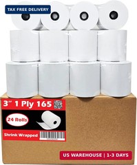 3″ x 165′ 1ply Bond Receipt Paper Rolls for Kitchen Impact Printers TMU200 SRP27