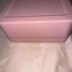 Pink Cash Box w/Lock Handle Locking Money, Metal 2 Key Piggy Bank 7 3/4×6.25”