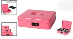 Pink Metal Cash Box with Combination Lock – Safety and Style Combined