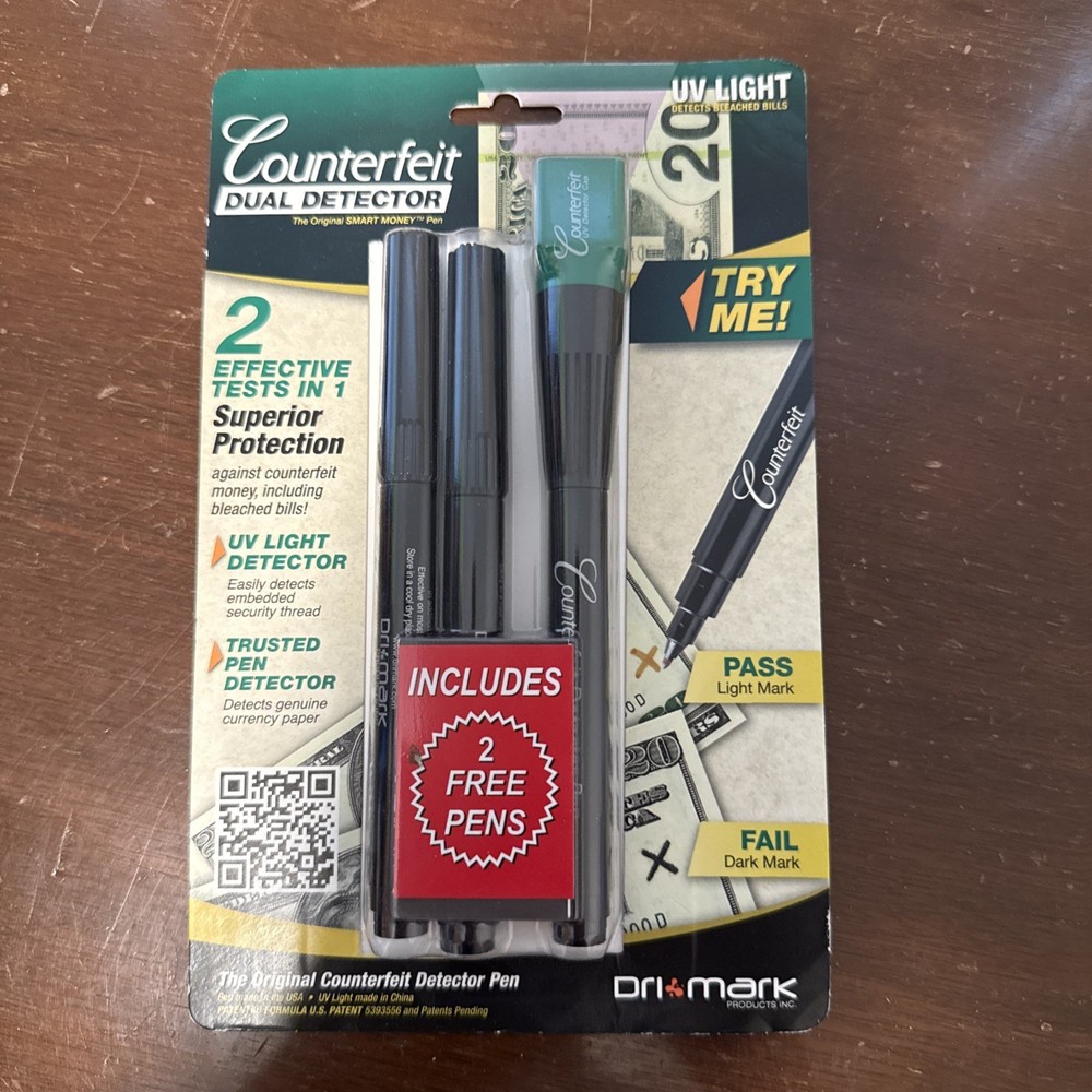 Dri-Mark® Smart Money Counterfeit Detector Pen with Reusable UV LED Light