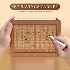 10000 Savings Challenge Box, Cash Vault Wooden Savings Box 10000, Kakeibo Money