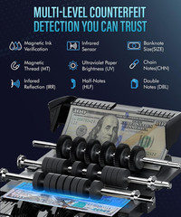Money Counter Machine 1000 Bills/Min High-Speed Bill Counter with UV/MG/IR/DD De