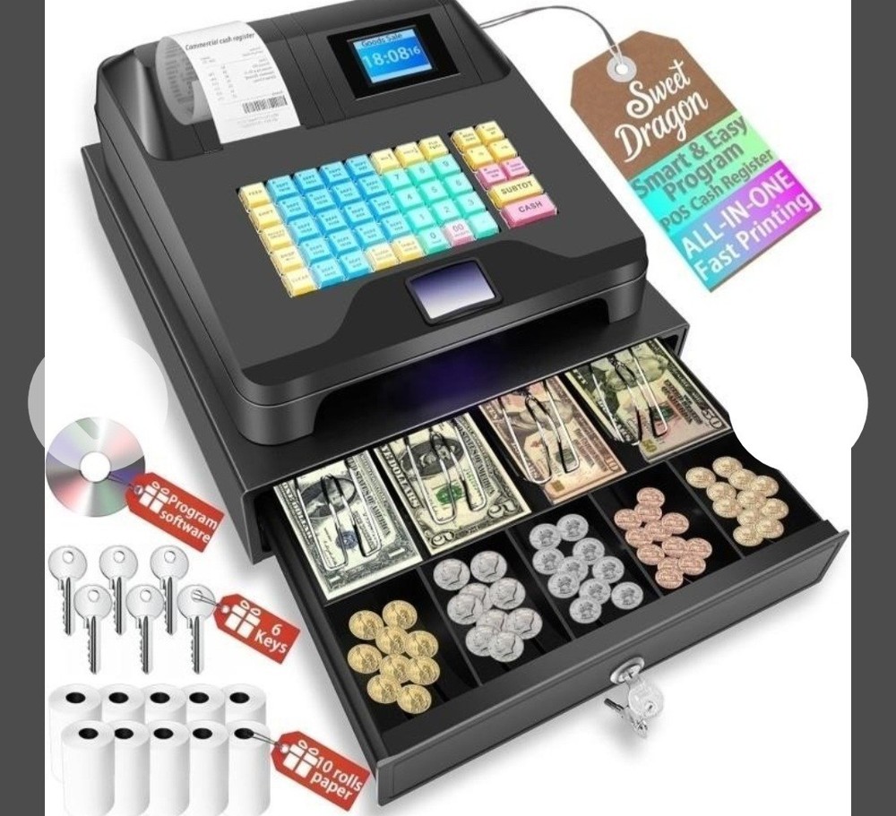 Cash Register POS System for Small Business – Dual Display, Cash Drawer