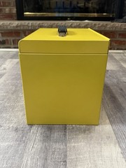 UNIQUE VINTAGE Yellow Oxford Metal Medication LOCKBOX-Antique