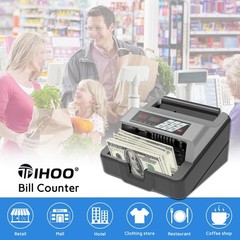 TIHOO Portable Money Counter – Advanced UV/MG Counterfeit Black & Gray