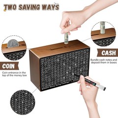 Wooden Money Saving Box, Cash Vault Savings Box for $10000 $5000 $3000 $1000 …