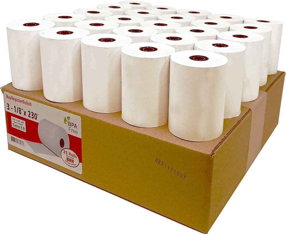 (25 Rolls) 3 1/8 X 230 Thermal Paper (80Mm X 70M) 48 GSM Thickness Tape for Squa