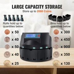 VEVOR USD Coin Counter & Coin Sorters with LCD Display, up to 300 Coins/min