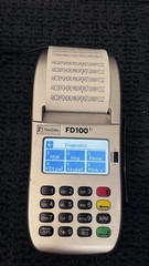 Pair of First Data FD150 and FD100ti Credit Card Processing Machines