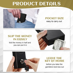 1 Pack Metal Box for Gamblers Pocket Sized Winner Bank Casino Cash Box with 2 Ke