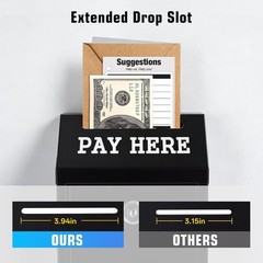 Sumerfnt Black Locking Cash Box Wall Mount 10.24×5.7×2.95in