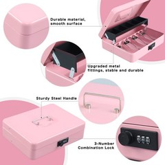 Cash Box with Money Tray and Combination Lock,Tiered, Cantilever Design,4 Bil…