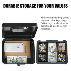 Black Cash Box with Money Tray Large 9.8×7.9×3.5 Inches Combination Lock