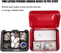 Portable Medium Steel Cash Box with Key Lock – Perfect for Home and Business