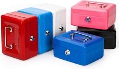 Cash Box with Money Tray, Small Money Box with Key Lock, 6″ x 4 4/5″ x 3″, Red