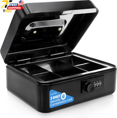Security Money Box Fire Proof Lock Safe Storage Cash Gun Jewelry Portable Safet