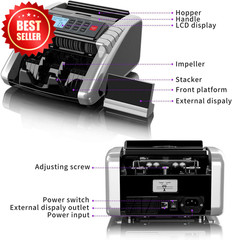 Money Counter Machine Value Count UV MG IR DD Counterfeit Bill Detectors US