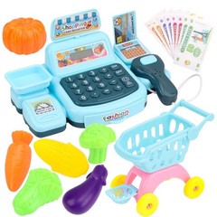 Kids Supermarket Cash Register Toy – Electronic Shopping Play Set with Lights