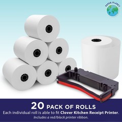 1-Ply White Bond Paper for Clover Kitchen Printer by Paper Planet | 20 Rolls:…
