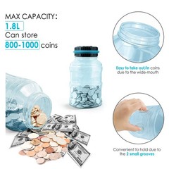 1.8L Blue2 Large Digital Coin Counting Piggy Bank LCD Counter US Money Jar