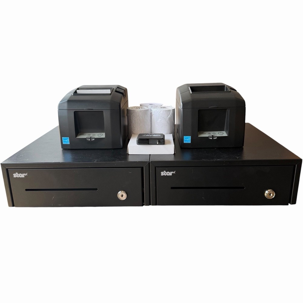 Star TSP650II Thermal POS Receipt Printer w PS Bluetooth + Star Cash Drawers Lot