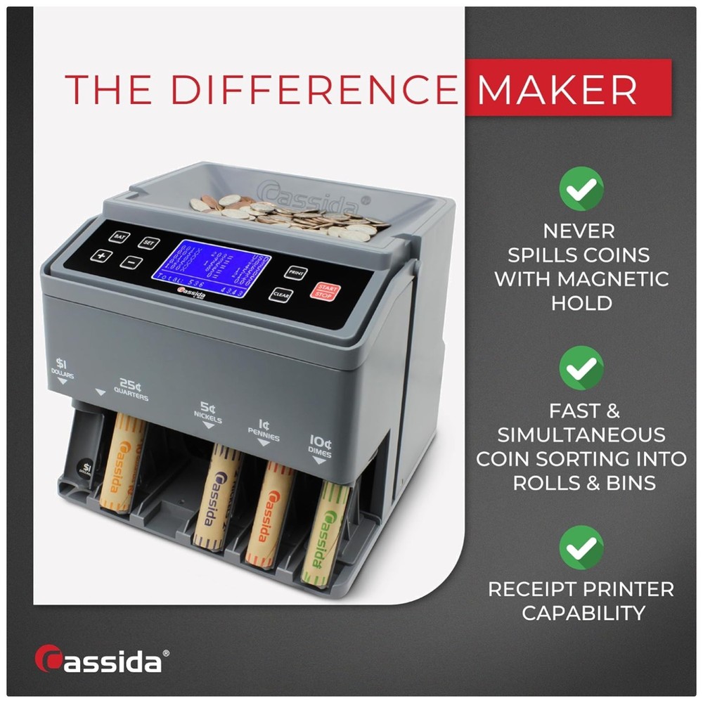 C300 USD Coin Counter with Printing Capabilities